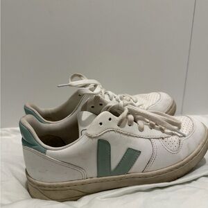 Veja White and Green Women's Sneakers